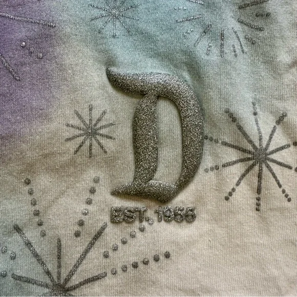 Disney Girls Medium 7-8 Spirit Jersey Sweatshirt Disneyland 100 Glitter EUC! - Picture 6 of 12